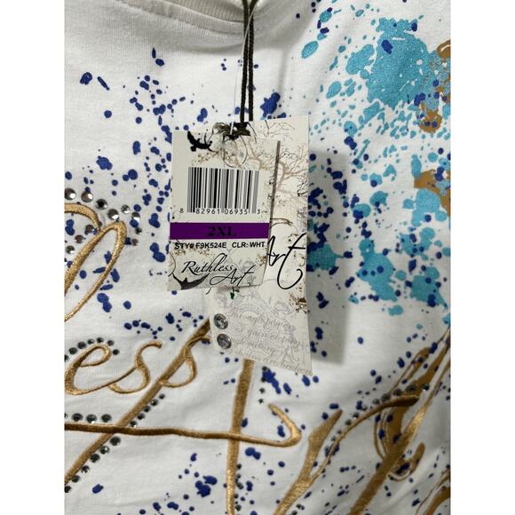 Ruthless Art Shirt Mens Size 2XL Geometric Short Sleeve Embroidered Multicolor - Picture 9 of 12